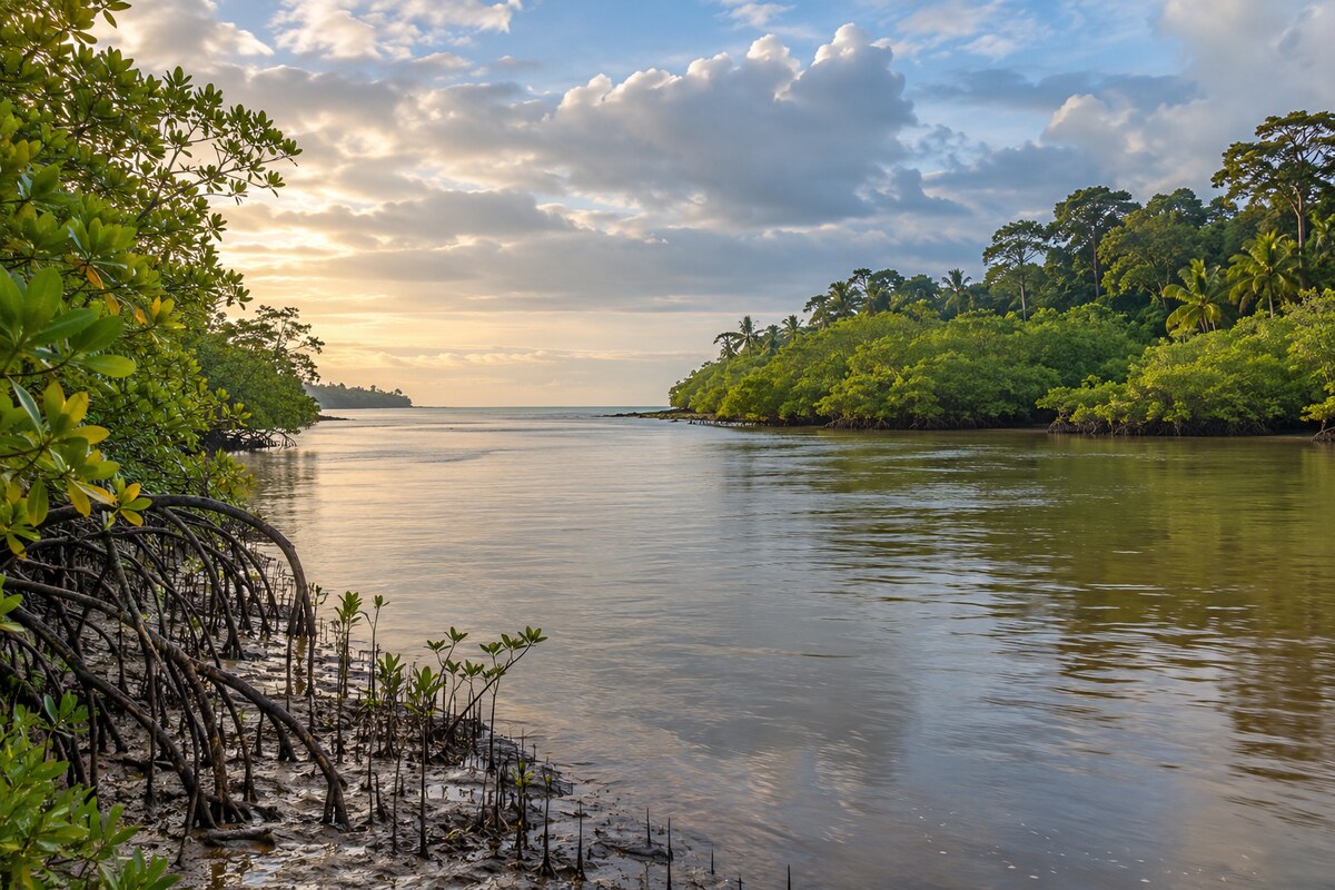 Coastal estuary in French Guiana