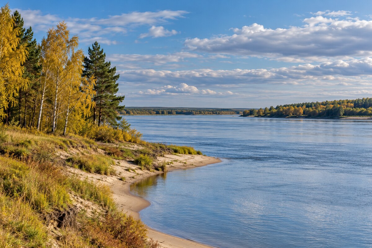 Siberian river landscape Siberian river landscape
