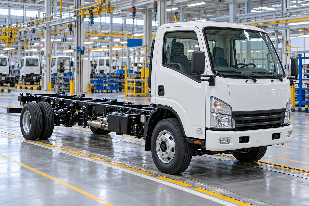Light truck chassis on an assembly line