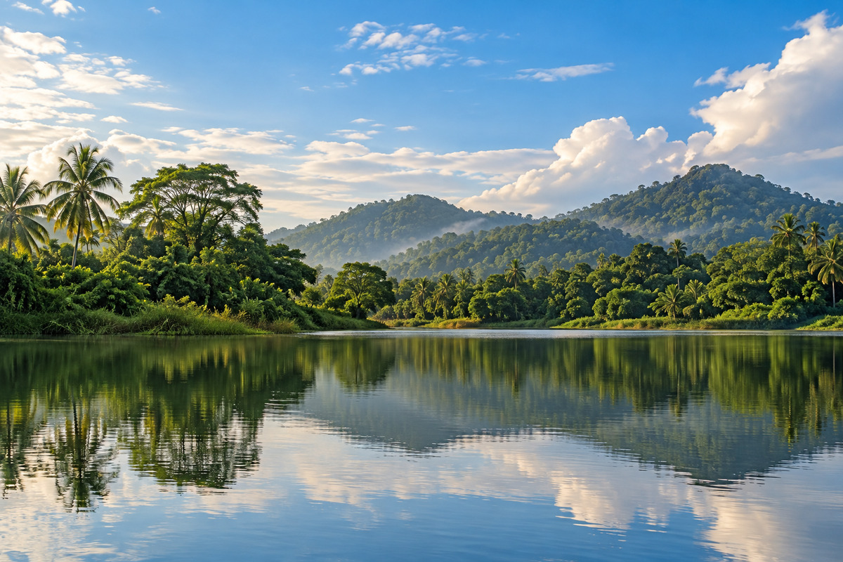 Selangor’s tropical landscape Tropical lakeside landscape in Selangor