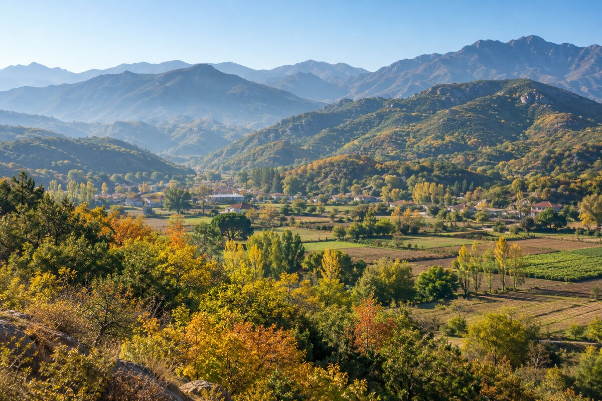 Huairou landscape Huairou foothills and cultivated valley