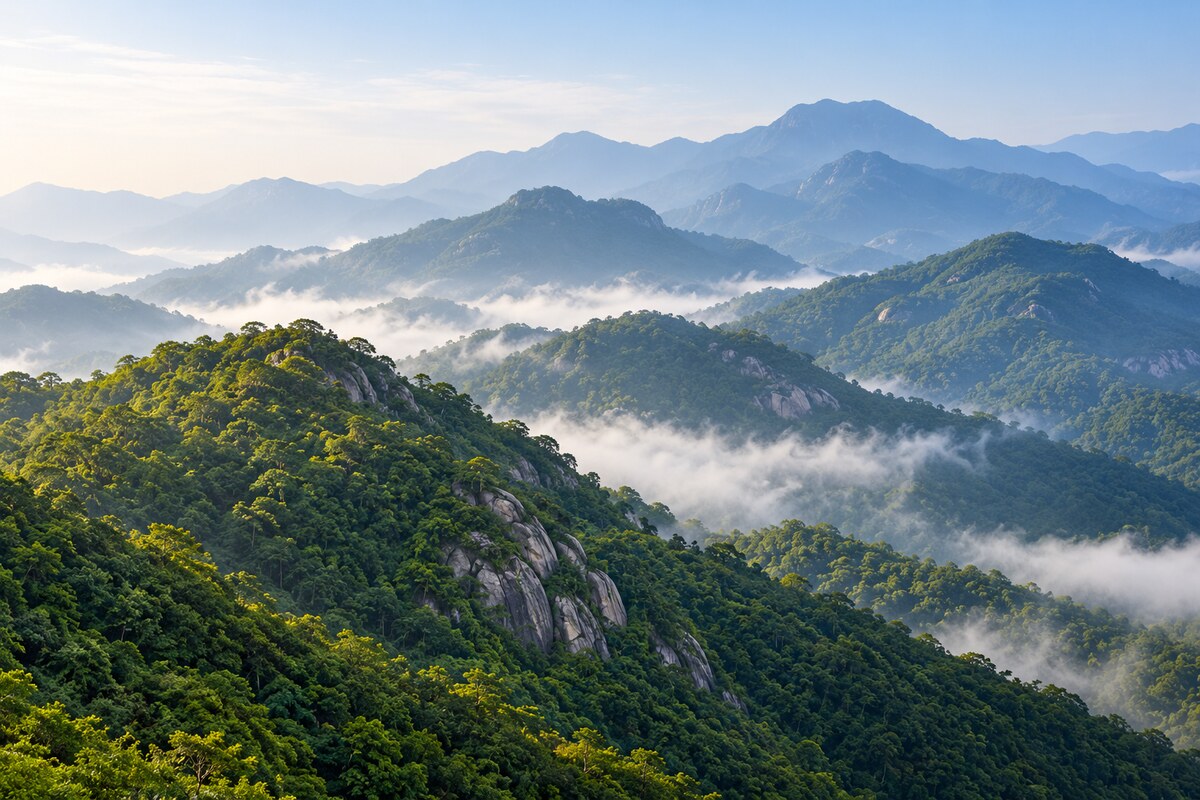 Forested hills of the Huizhou region