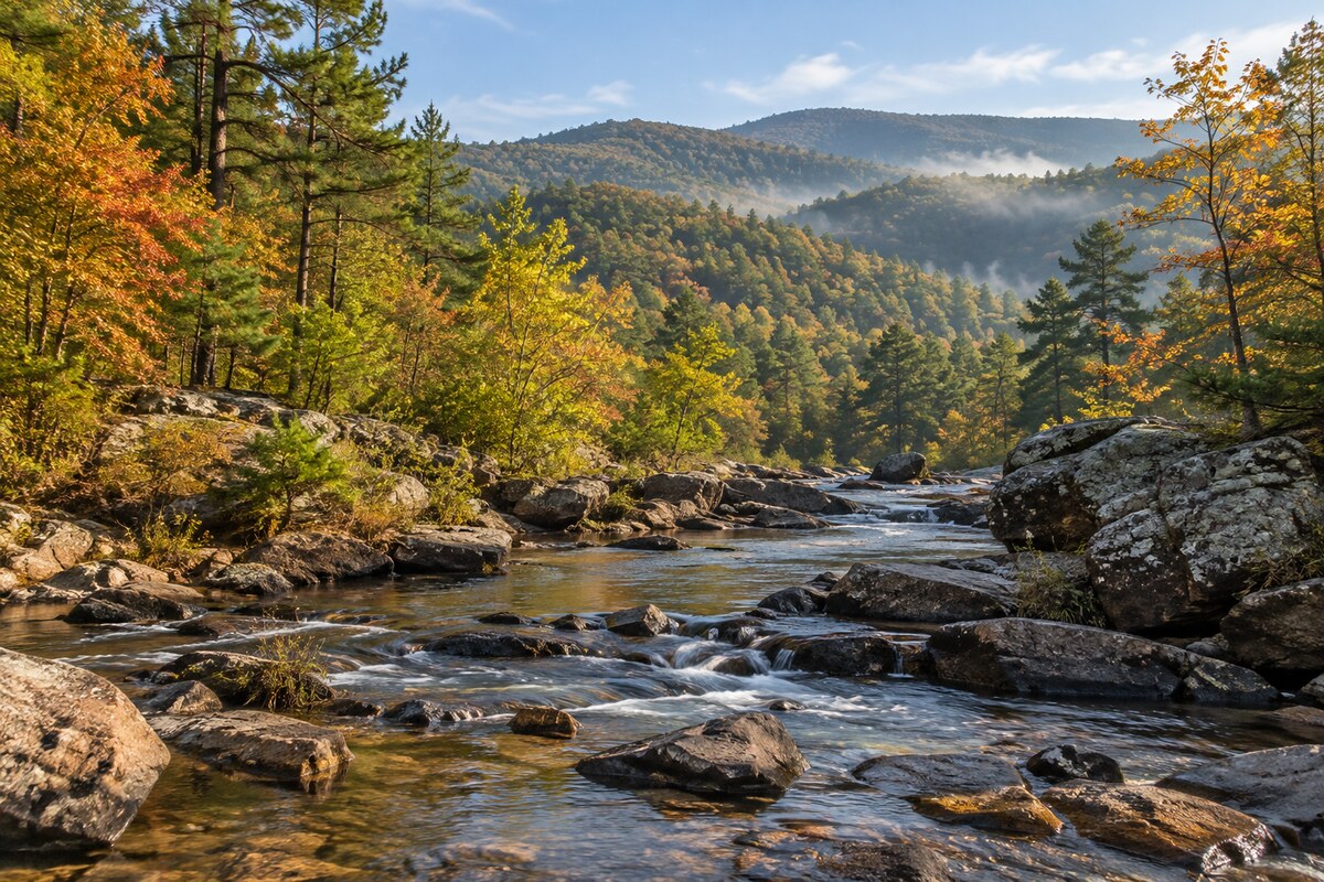Ouachita woodland and water Woodland creek in the Ouachita landscape